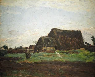 Moorkate mit Frau und Ziege